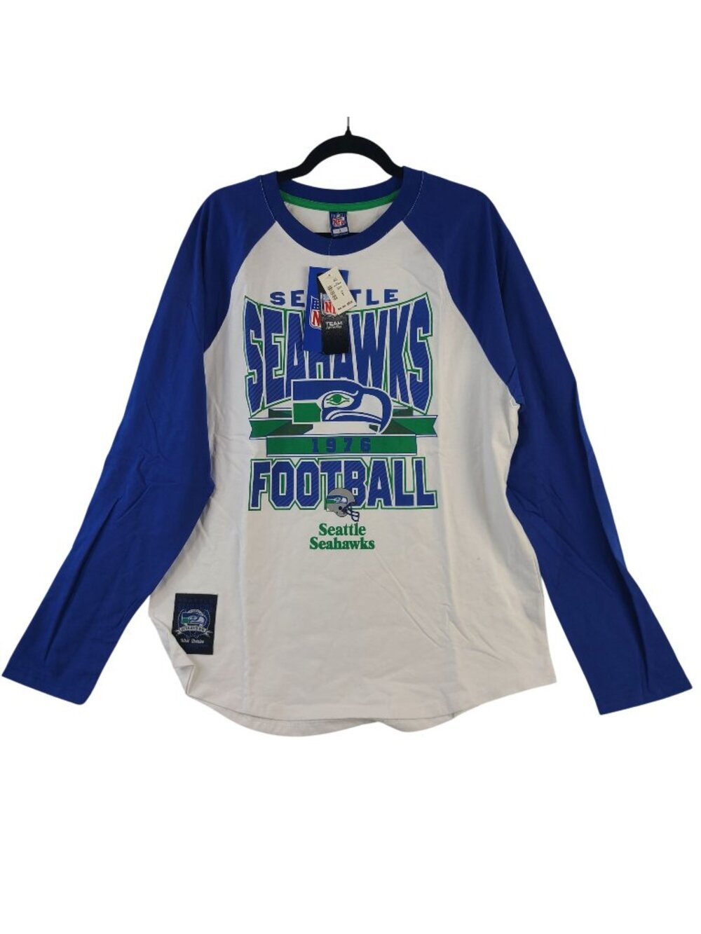 NEW Seattle Seahawks 1976 NFL Team Apparel Long Sleeve Raglan Tee Shirt Sz L